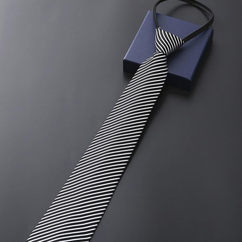 

1Pc Wedding Lazy Business Fashion Solid Color Casual Striped Men s Zipper Necktie Zip Up Neck Tie