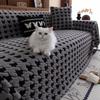 Thousand Bird Grid Plush Sofa Cover Thickened Warm Non-slip Couch Cushion Soft Plush Furniture Protector Pad Home Decoration