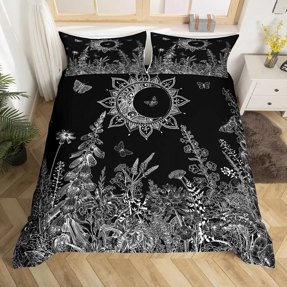 Sun And Moon Duvet Cover Set King Size Purple Liac Dream Catcher Star Bedding Set For Kids Children 2/3pcs Bohemia Quilt Cover
