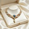 Colorful Rhinestone Jewelry Set Exaggerated Style Collar Necklace Earring Set  Luxury