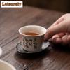 40ml Hand Painted Goldfish Tea Cups Grass Wood Gray Glazed Tasting Fragrant Cup Ceramic Msater Cup Meditation Cup Kung Fu Teaset