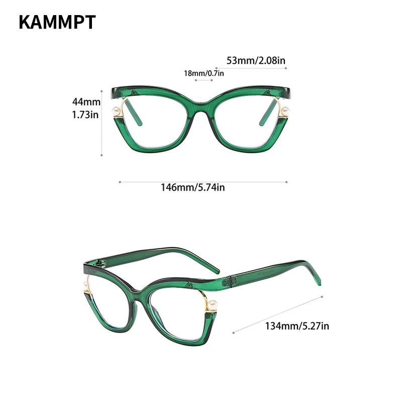 Oversized Cat Eye Women Eyeglasses with Pearls Stylish Blue Light Blocking Spectacles Trendy Multicolor Computer Eyewear