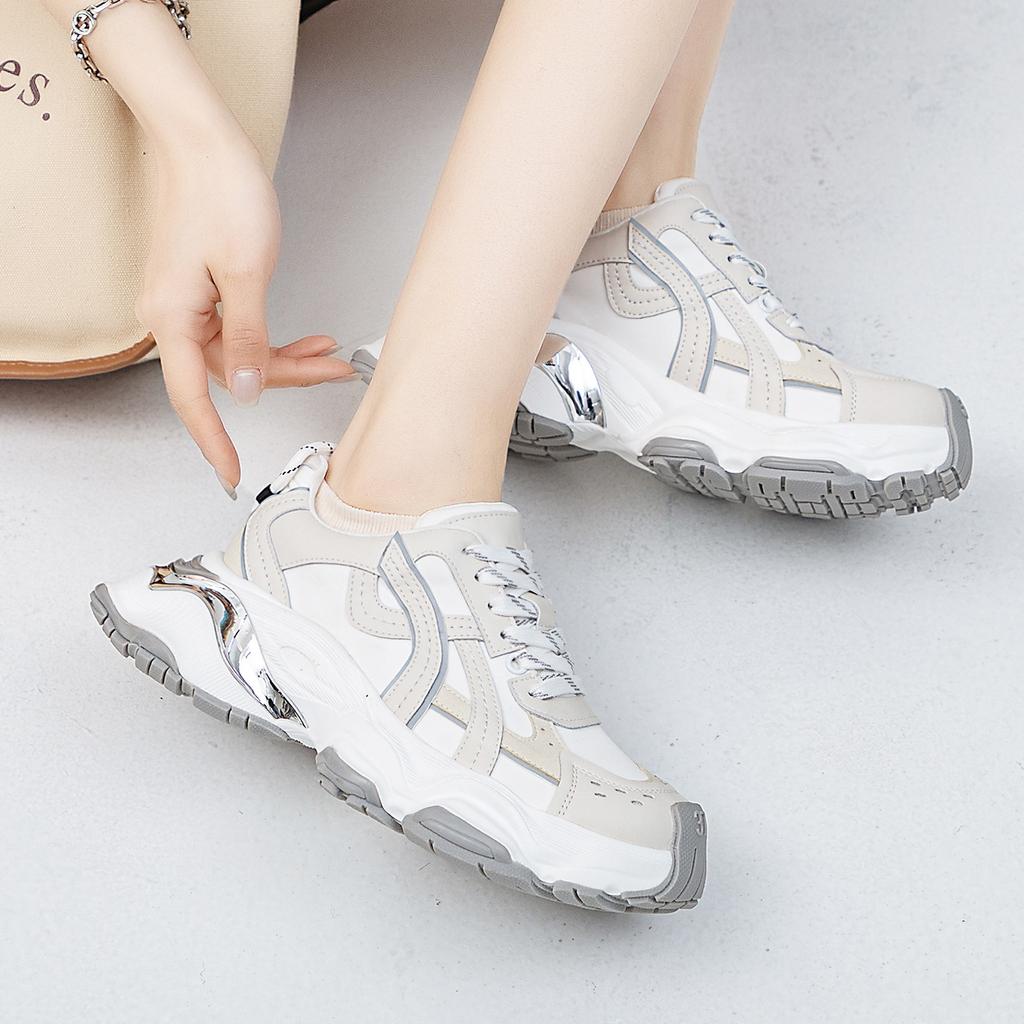 Multi-dimensional Space Leather Thick-soled Heightening Dirty Dad Shoes Women's Summer 2025 New Fashion Trendy Casual Shoes Women