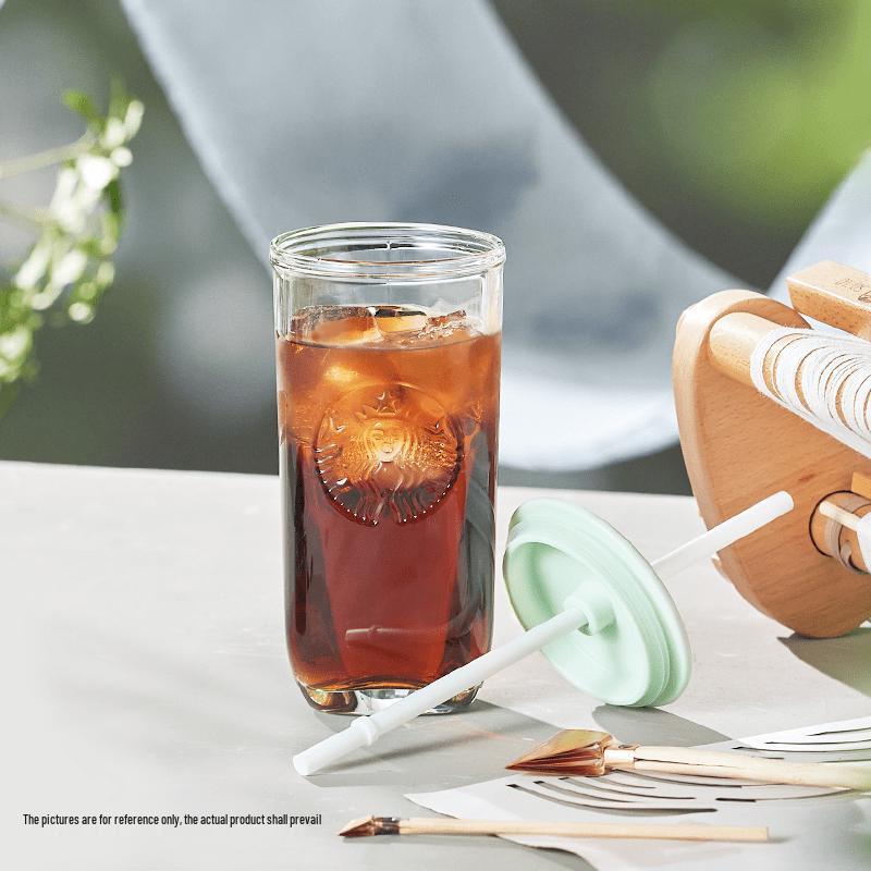

Starbucks Classic Mint Green Triangle Glass Straw Cup 473ml