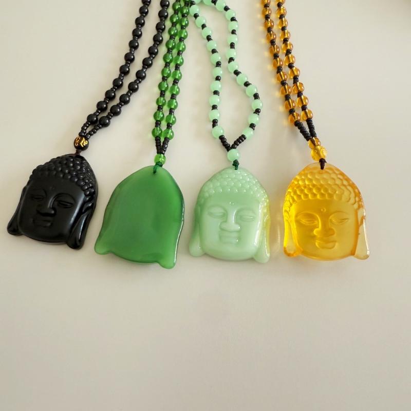 Classic Natural Chinese Buddha Pendant Jade Necklace Charm Jewelry Carved Blessing Lucky Amulet Gifts For Women Men
