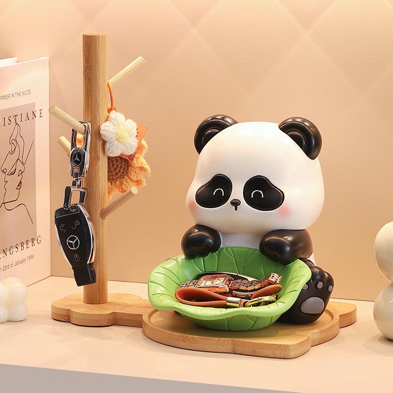 High-End Nische Panda Zuhause Schlüssel Veranda Aufbewahrung Harz Ornamente für Zuhause Wohnzimmer Büro Schreibtisch Dekorationen