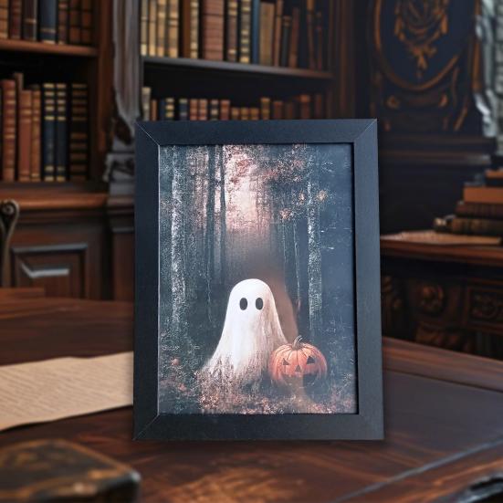 Framed Ghost Picture Ghost Wall Art Decoration Creepy Gothic Picture for Bedroom Living Room Office Desktop Halloween Decor