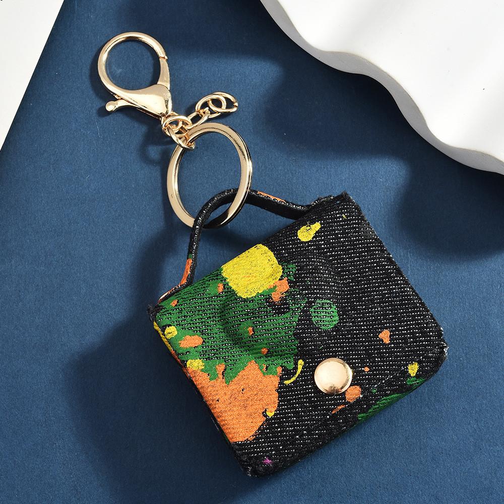 Denim Camo Mini Bag Pendant With Unique Prints Designs For Travel And Gift