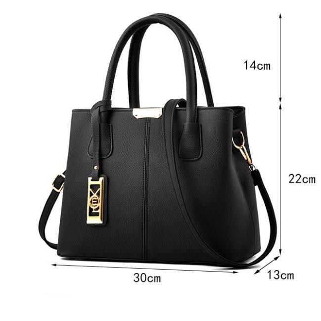 Women's Soft Leather Handbag Large Capacity Single Shoulder Messenger Bag Solid Color Leather Bag for Office Ladies