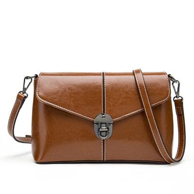 Retro Kuhfell Damenhandtasche, Trendige Damen Schloss Schnalle Einzelschulter Kleine Quadratische Leder Umhängetasche