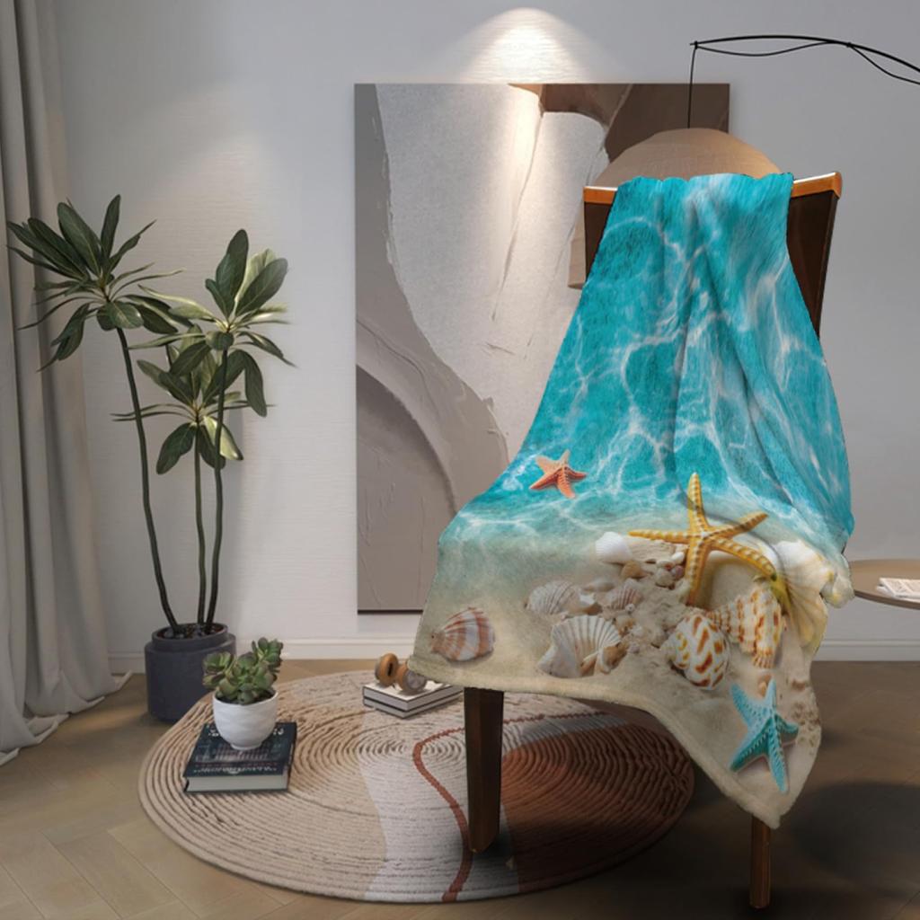 Ocean Blanket Soft Comfort Blanket Flannel Blanket Bed Sofa Travel Blanket Bedding Beach Theme Decoration