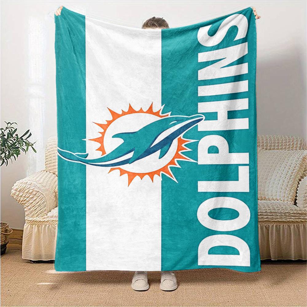 1pc Blanket - Miami Dolphins Logo Print Design,Lightweight Blanket for Sofa,Bed- Soft &Warm,Gift for All Seasons