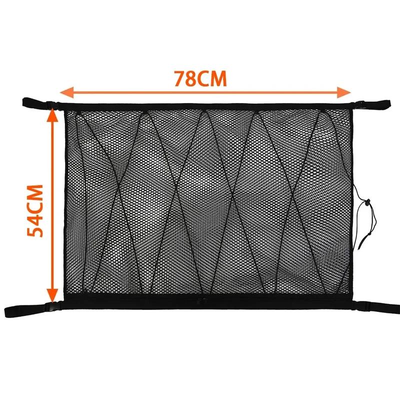 Car Roof Cargo Net Storage Bag Suv Ceiling Organizer Interior Accessories Breathable Mesh Strong Load-Bearing Space Saving Fit
