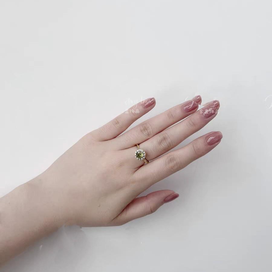 Retro Light Luxury Hand-held Flower Olive Green Brushed Wrap Ring Fashionable and Versatile Temperament