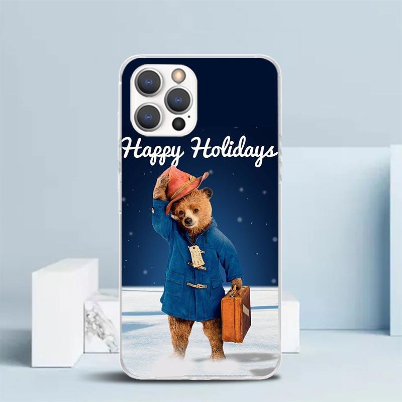 Cute P-PaddingtonS Bear Soft Cover for iPhone 16 17 Air 15 14 Pro Max 16E Phone Case 13 Mini 12 11 7 SE 8 Print Pattern Fit Case