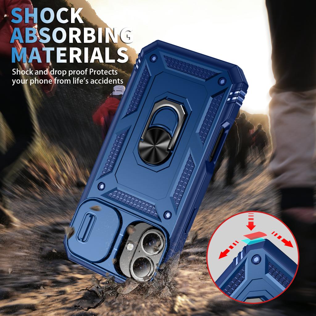 360 Degree Rotating Magnetic Ring Holder Phone Case for iPhone 16 15 14 Plus 12 13 Mini with Camera Slide Cover Protection