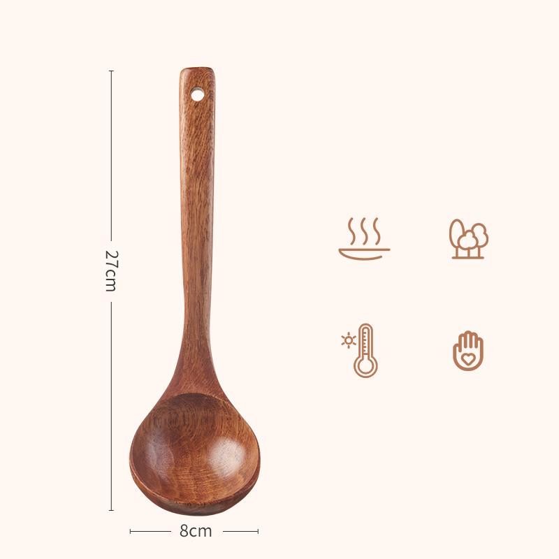 Natural Wood Tableware Spoon Utensils for Nonstick Cookware Handmade Cooking Spoons Dinnerware Sets Tableware Kitchen Tool
