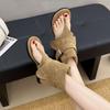 Flat-bottomed Cool Boots, Sleeves, Trousers, Short Boots, Flat-bottomed Flip-flops, Women's New French Toe Sandals for Summer 2025