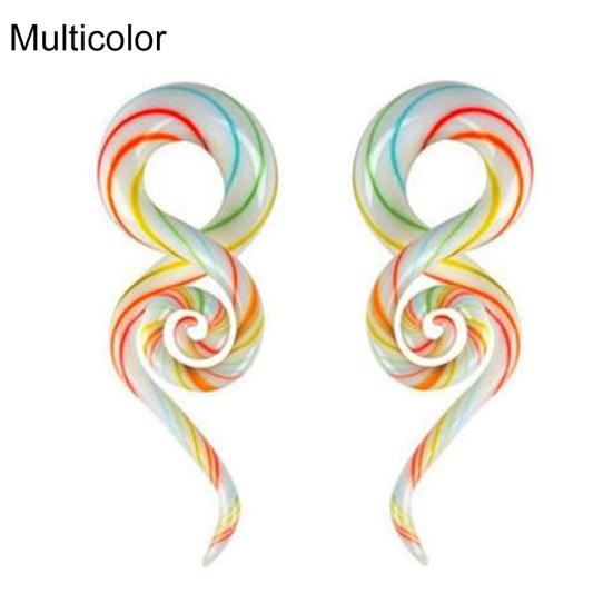 1 Par Unisex Calibres para Oreja de Caracol Retorcido de Vidrio Colgantes Tapones Dilatadores Expansores