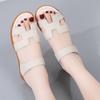 Women Black Sandals Summer White Dressy Open Toe Casual Flats Sandals Plus Size