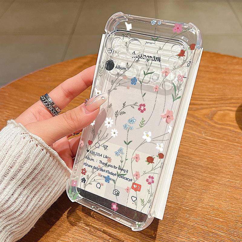 Black Rose Floral Pattern Case For Google Pixel 9 Pro XL 9A Shockproof TPU Silicone Clear Soft Cover