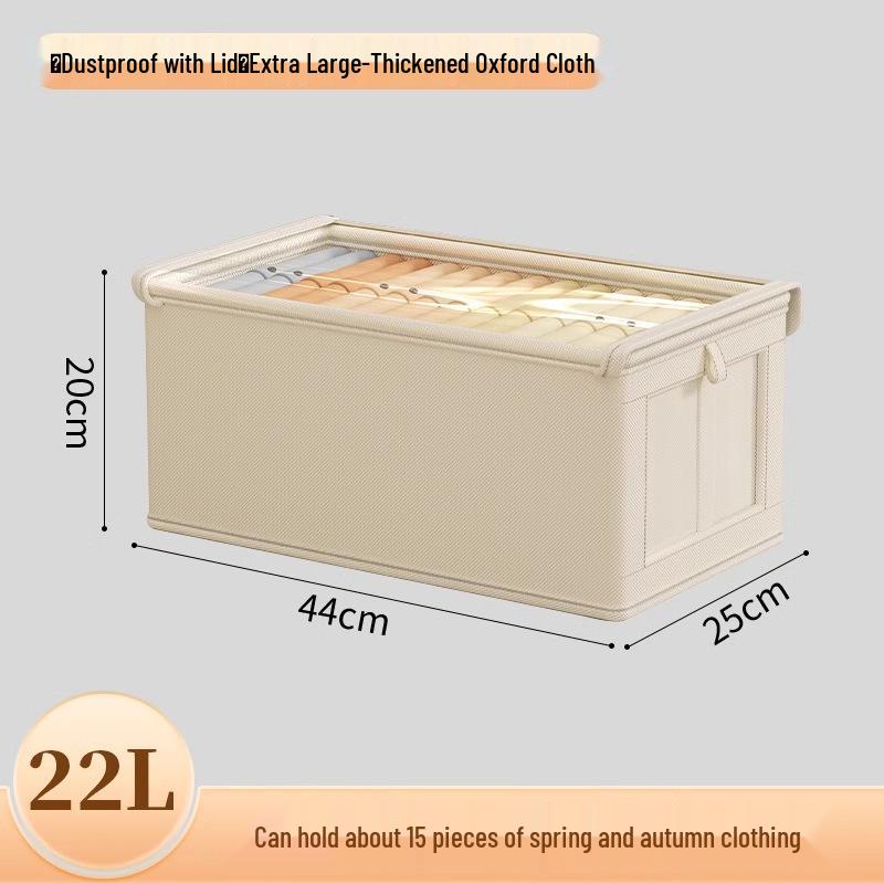 Oxford Cloth Dustproof Storage Box with Lid and Clear Window for Clothes and Sundries