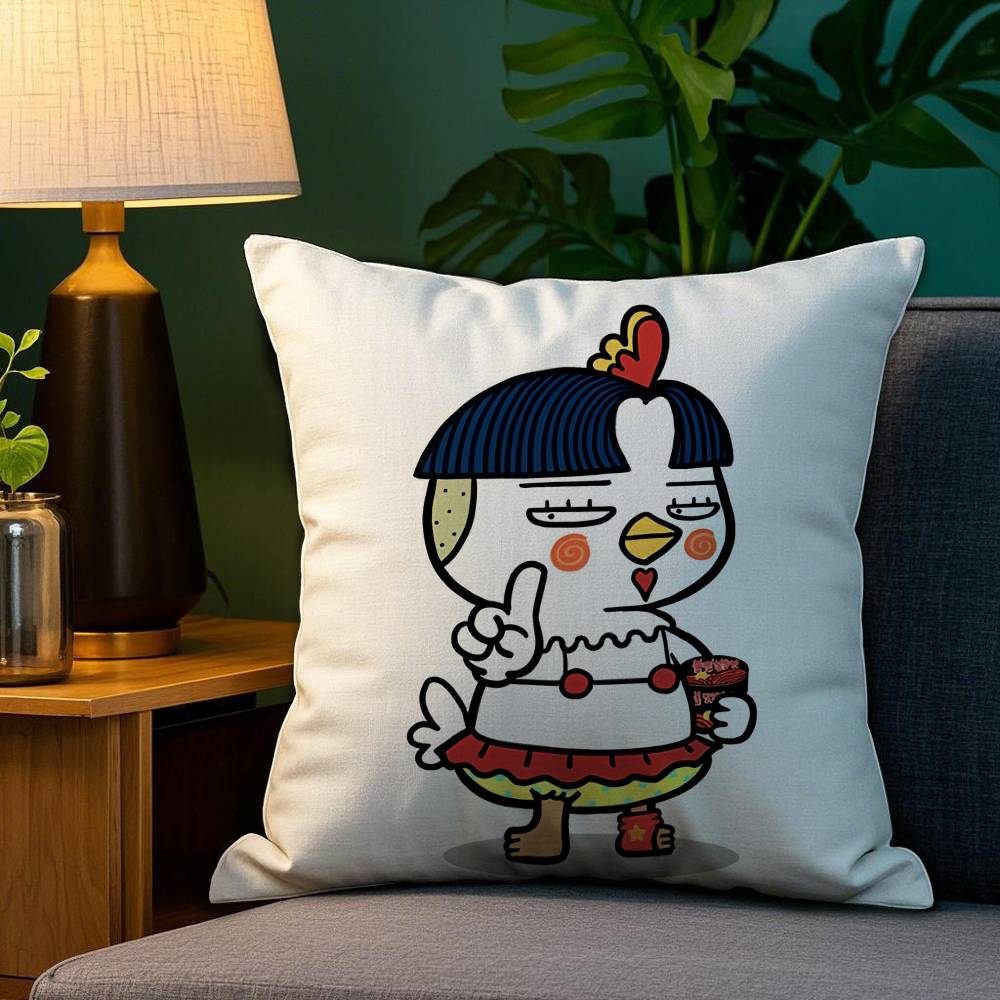 Kwaii Anime B-Buldak RameSn Povlak na polštář Plyšová látka Měkký oboustranný potisk Domácí pohovka Vysoce kvalitní povlak na polštář Přehoz