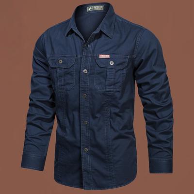Long Sleeve Shirt Men's Spring and Autumn Trendy Brand Loose Cotton Autumn Casual Lapel Shirt