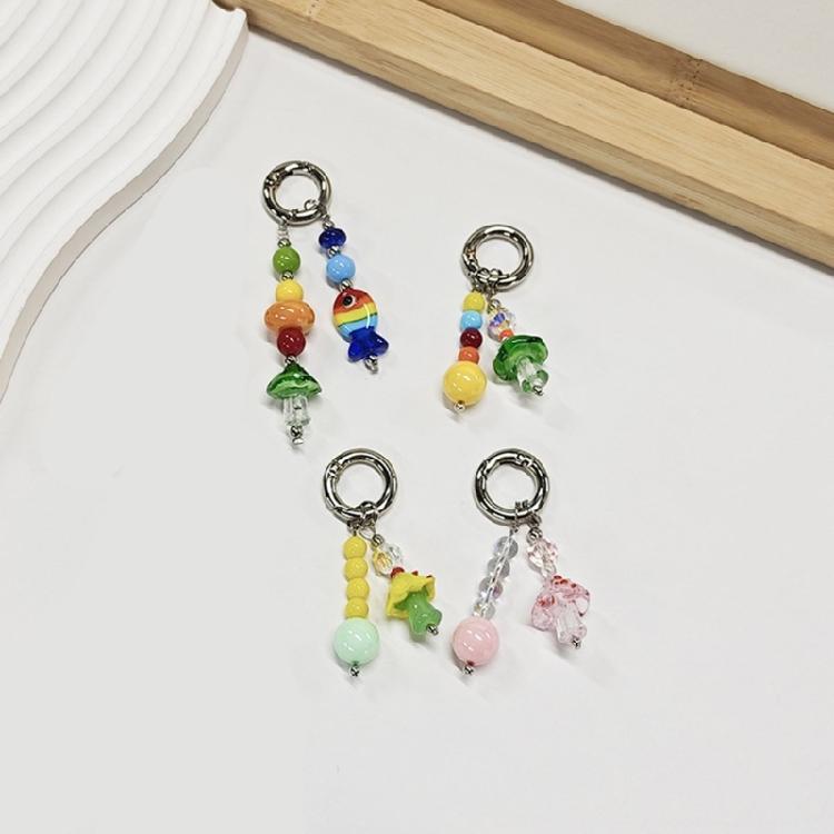Acrylic Mushroom Keychain Sturdy Beads Dopamine Aesthetic Unisex Fashion Key Holder