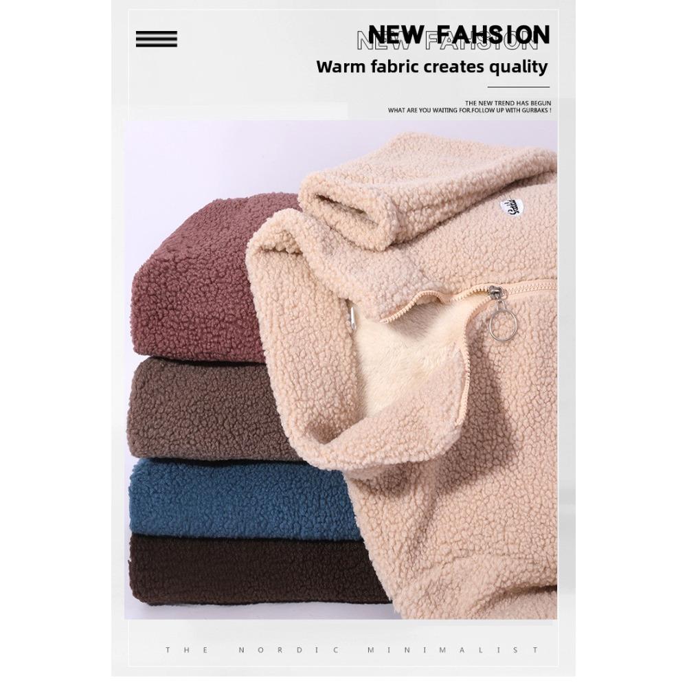 Autumn Winter Sherpa Fleece Warm Coat Women Sweatshirt Fleece Lined Thickened Fashion Fleece Top Jacket
