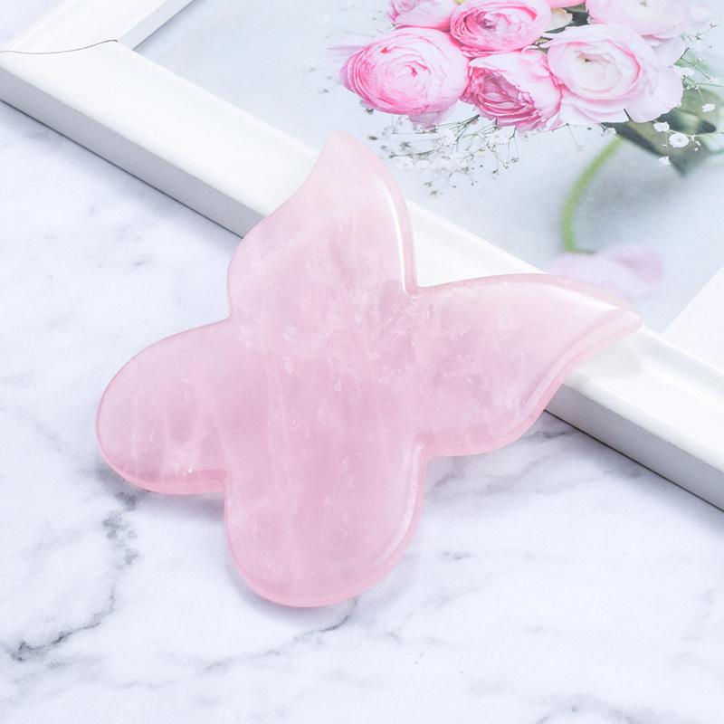 Natural Butterfly shaped Crystal Gua Sha Board Quartz Jade Scraping Board Face Lift Acupuncture Skin Care Tools