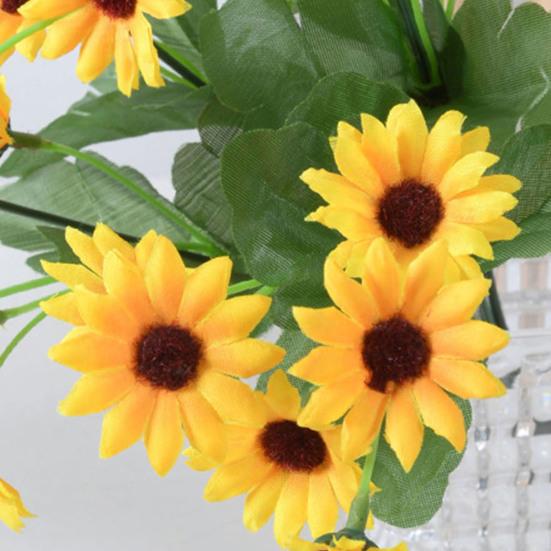 Yellow Artificial Sunflower Bouquets Mini 22 Heads Fake Sunflower with Stem for Home Party DIY Wedding Bouquets Baby Shower Outdoor Indoor Decoration