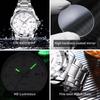OPK Men's Simple Quartz Watch 40mm Stainless Steel Case 9mm Steel Band Calendar Waterproof Luminous Features-Model 6003