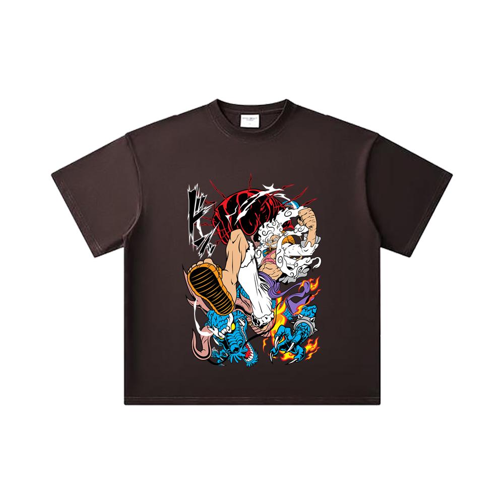 260 GSM Double Yarn 32 Count 100% Cotton One Piece V7 Luffy Kaido Print Unisex Heavy Cotton T Shirt