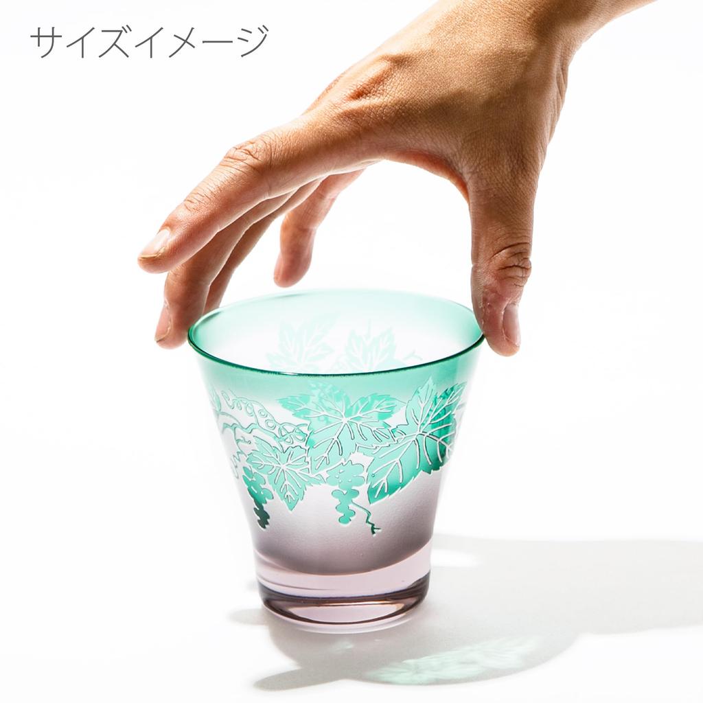 Taburo Koubou Sandgestrahltes Kunstglas Paar Old Fashioned Gläser Traube & Clematis TB3067/4167