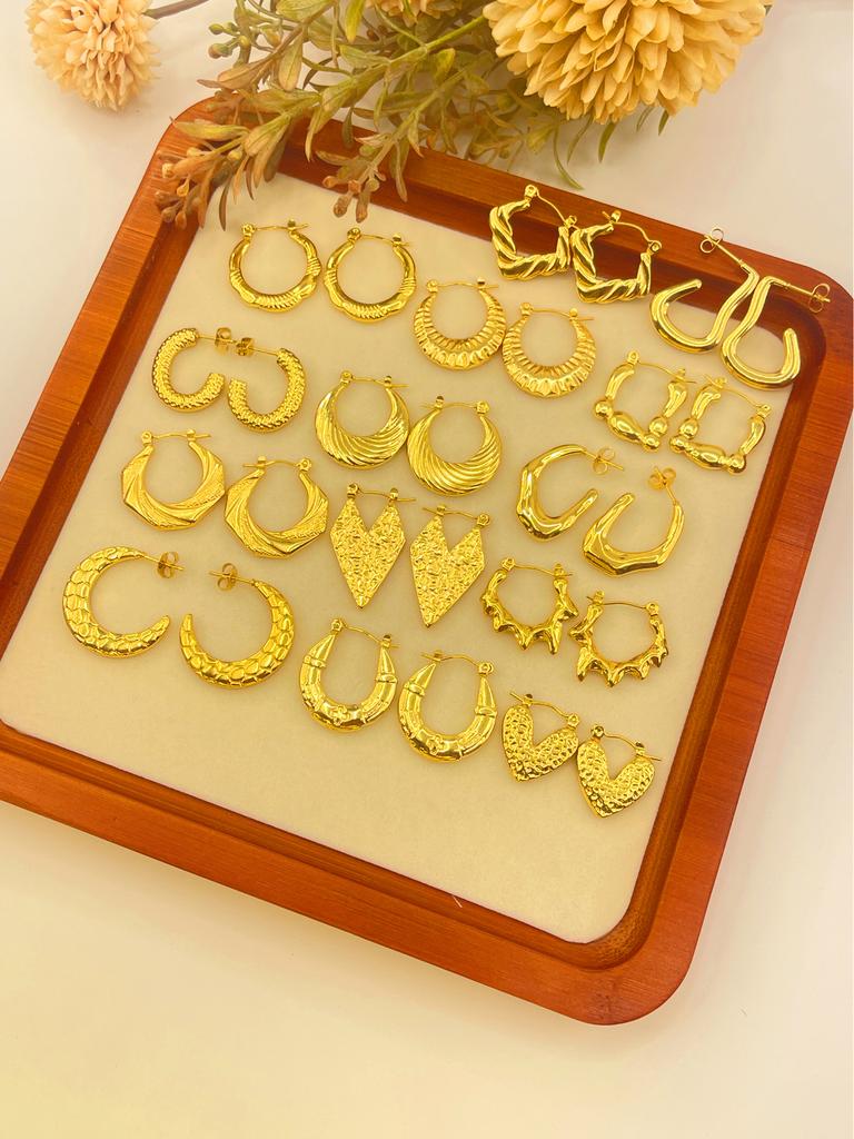 Multi-Style Vintage New Design 18K Gold Plated Irregular Earring Waterproof Stainless Steel Huggie Hoop Jewelry for Women