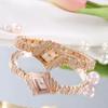 Fashion Luxury Watches for Women Crystal Quartz Rhombus Bracelet Wrist Watch Gold Diamond Creative Bangle Watch Relogio Feminino
