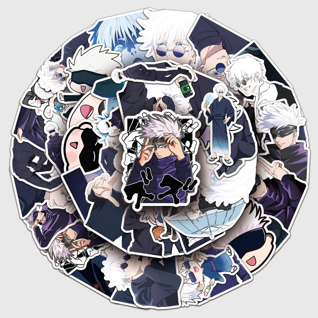 50 מדבקות גרפיטי של Jujutsu Kaisen Gojo Satoru למארזי טלפון וכוסות מים