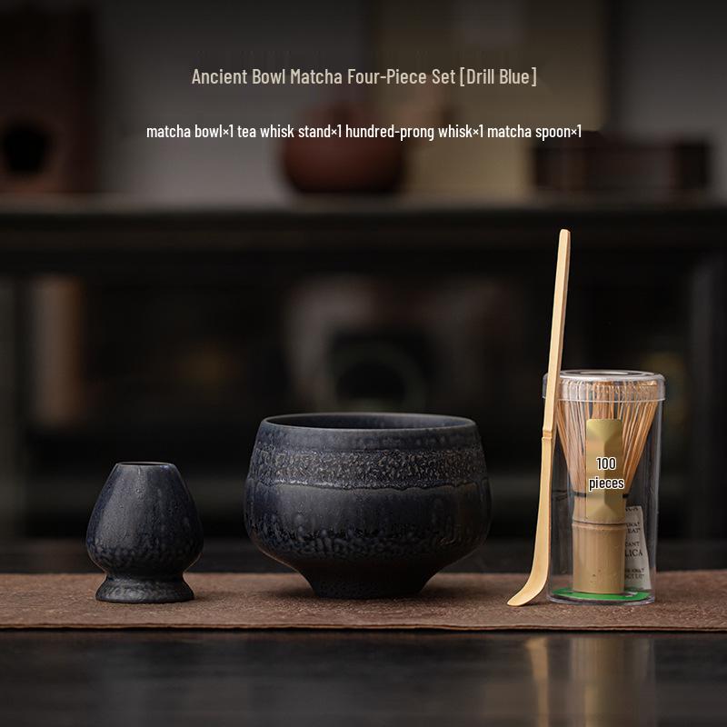 Song Dynasty Ceramic Matcha Set: Bowl, Whisk & Accessories