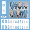 24pcs French False Nails Crystal Heart White Flower Nail Tips Manicure Press On Nails  Women