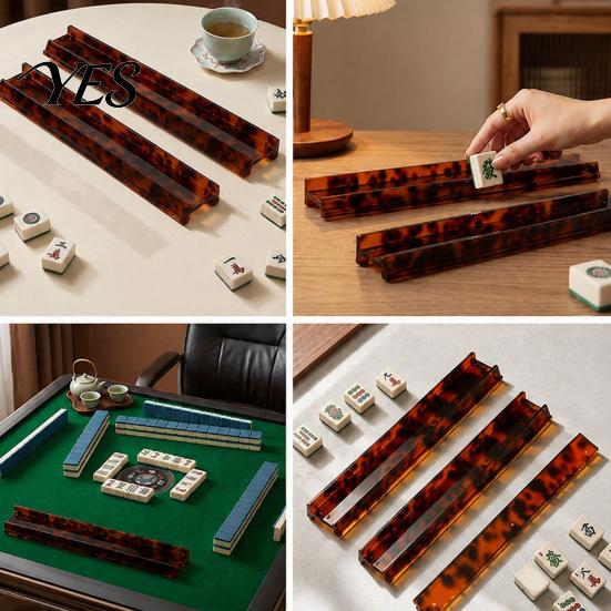 Magnetic Tile Pusher Rack 1/4Pcs American Mahjong with Pusher, Non-slip Acrylic Mah Jongg Holder & Bar, Accessories for Home Party Play