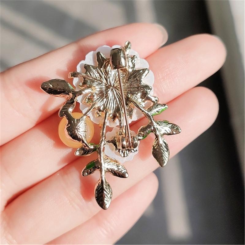 Elegante Spilla a Forma di Margherita per Donna Foglia Verde Girasole Spilla da Bavero Accessorio Gioiello per Giacche Zaino Sciarpa Cappelli