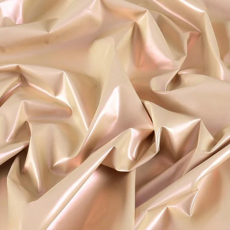 100x150cm Pu Leather Chameleon Waterproof Down Coat Fabric Glossy Symphony Gradient for Leather Jacket Fabric Materials