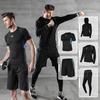 Men's Quick-Dry Five-Piece Fitness Set: Casual Sport Outfit with Running Training Tights