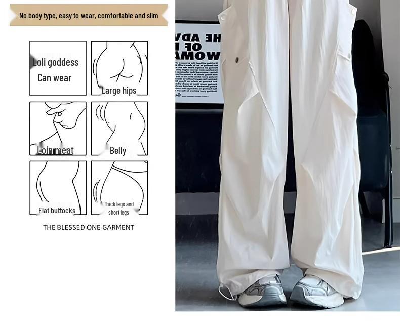 Women's XS Off-White Quick-Dry High-Waisted Wide-Leg Cargo Pants - Petite, Summer 8-Point Style