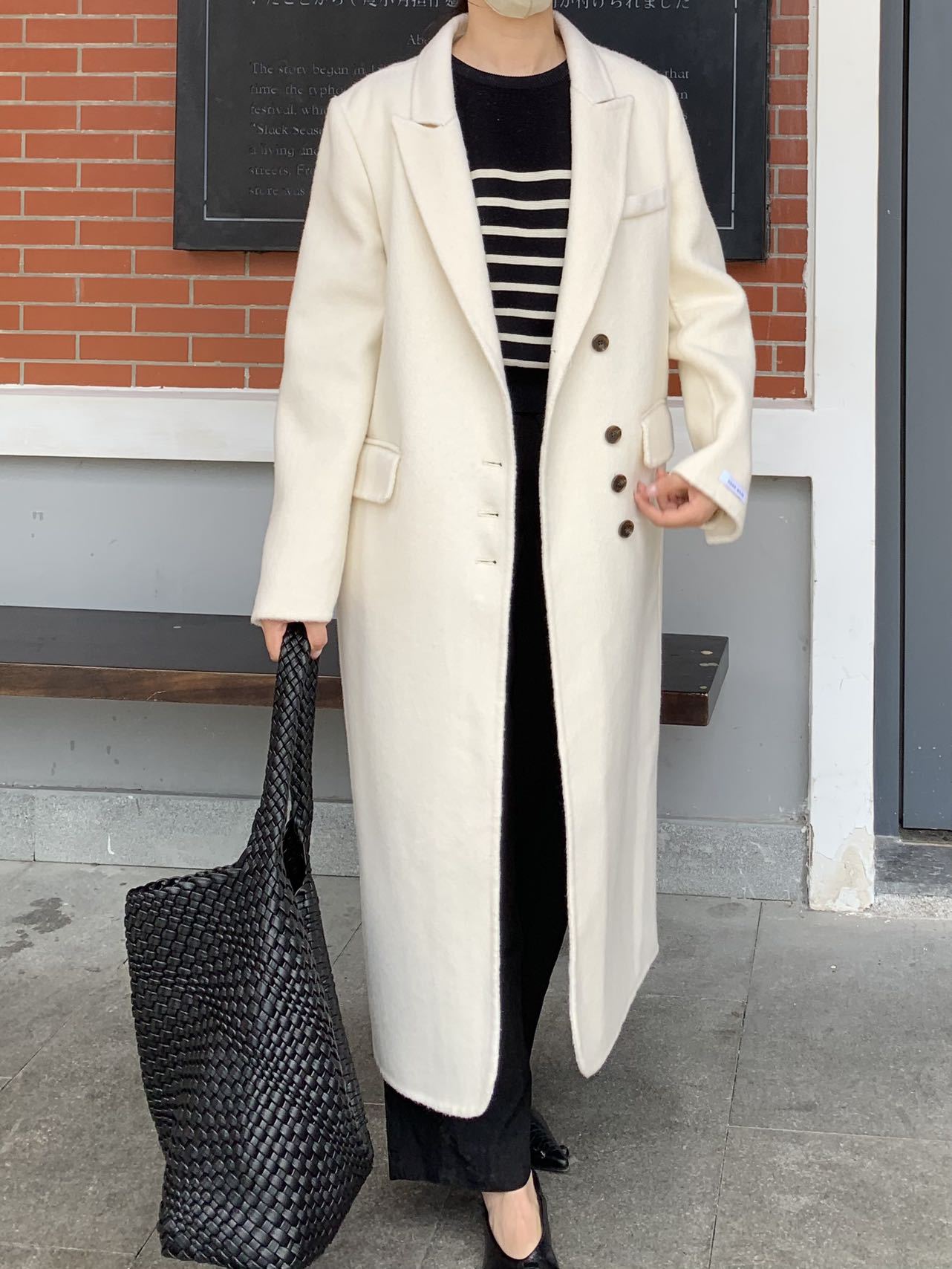 

Новое осенне-зимнее темпераментное двустороннее шерстяное пальто женское высококлассное простое и зрелое шерстяное пальто длиной до колена M 125-72.5 kg, the card size is large