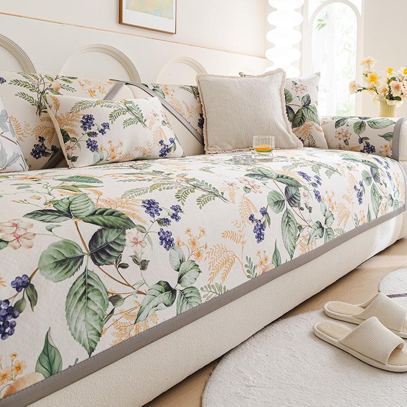 Idyllic Ice Silk Sofa Cushion Summer New Fixed Non-Slip Cool Sofa Mat Summer Seat Cushion Cover