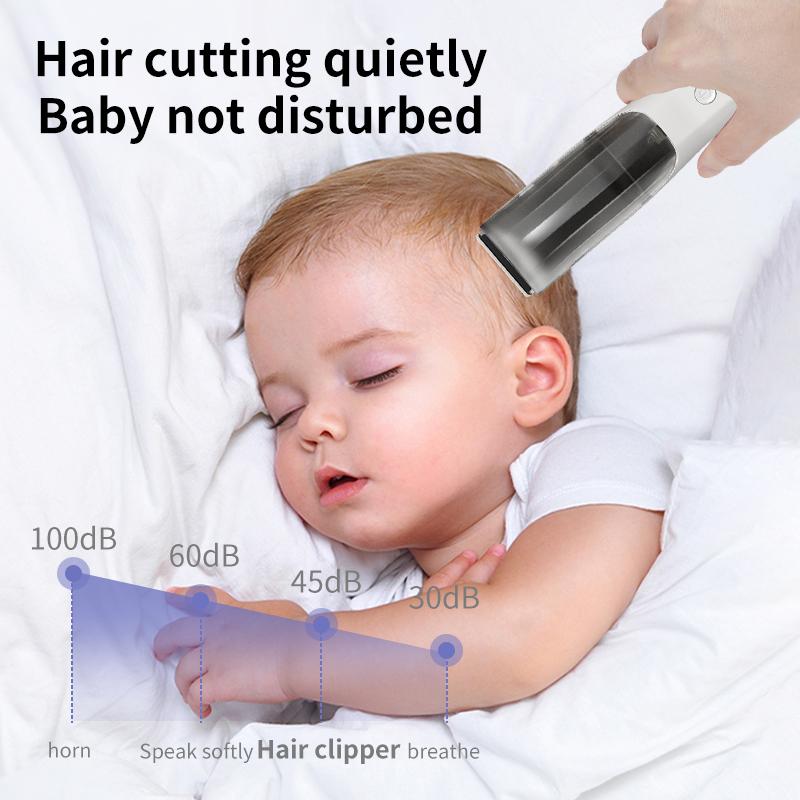 Baby automatic hair clipper, children's specific hair clipper with 2-level suction/rounded ceramic blade/washable blade/1-2 hour battery life