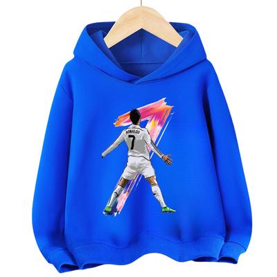 Autumn Winter Ronaldo Printed Hoodies Fashionable Casual Warm Sports Long Sleeved Children's Boy and Girl Kids Unisex Hooded Sweatshirts