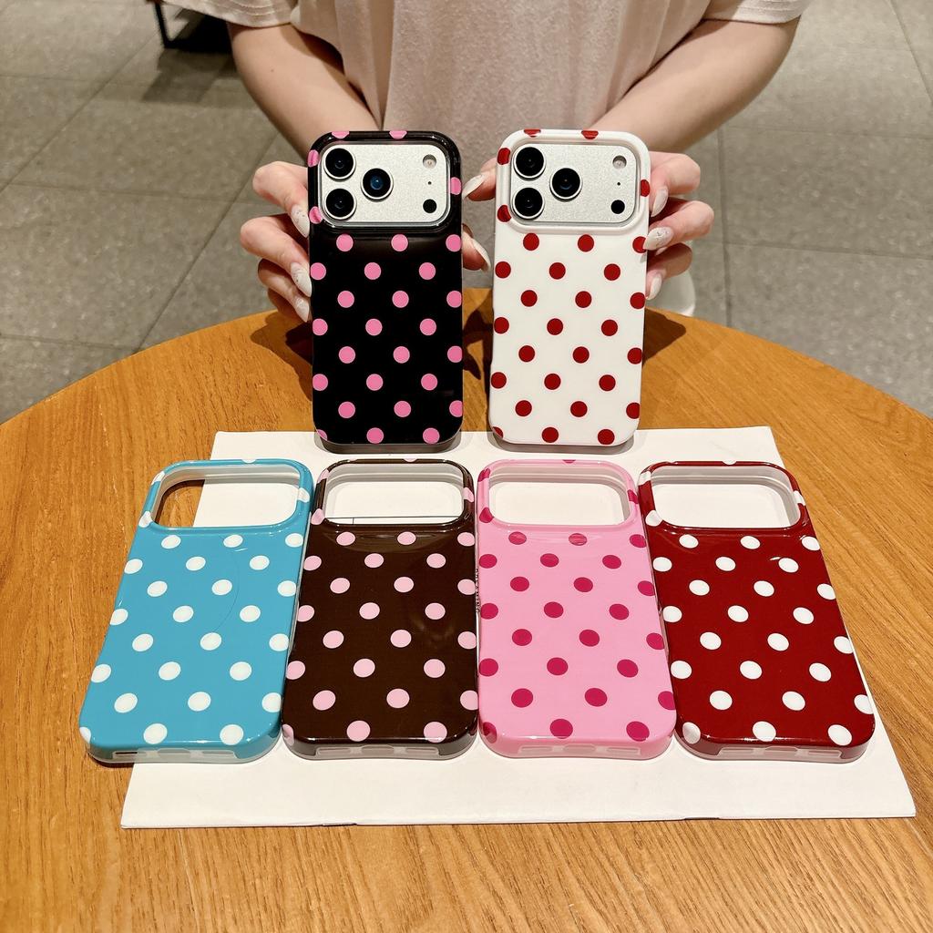 Applicable iPhone16 mobile phone case retro IMD polka dot color anti-drop protective case 17Pro all-inclusive case 15plus